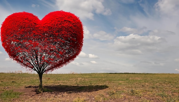 Paysage d'automne avec arbre en forme de coeur