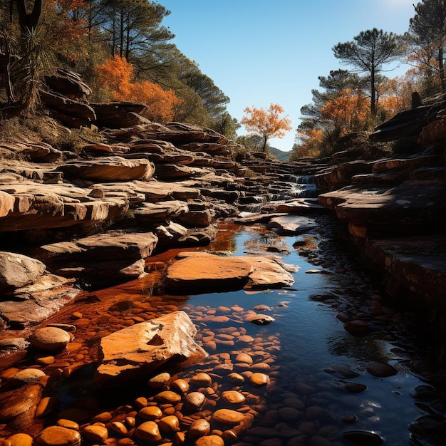 Le paysage d'automne des cascades de cuivre