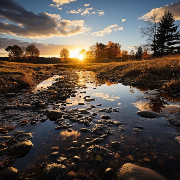 Le paysage d'automne magique des prairies