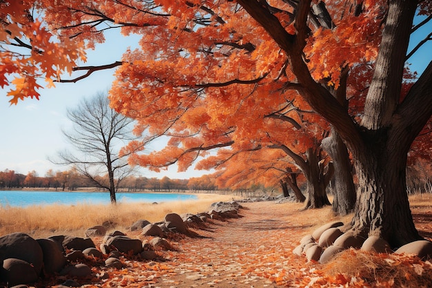 Paysage d'automne majestueux dans des teintes vibrantes