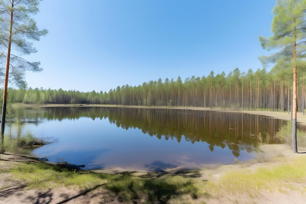 Paysage d'automne près du lac Réseau de neurones généré par l'IA