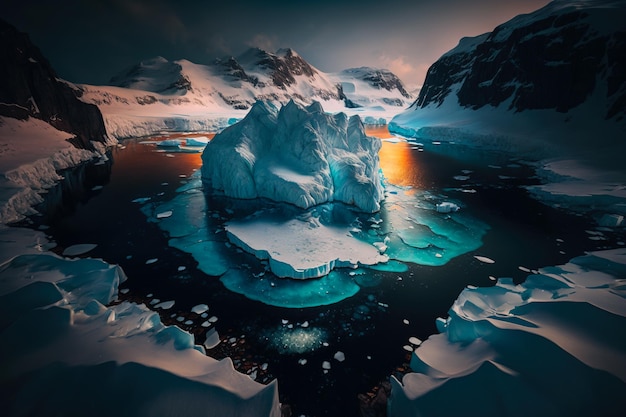 Paysage blanc majestueux de l'Antarctique Generative AI