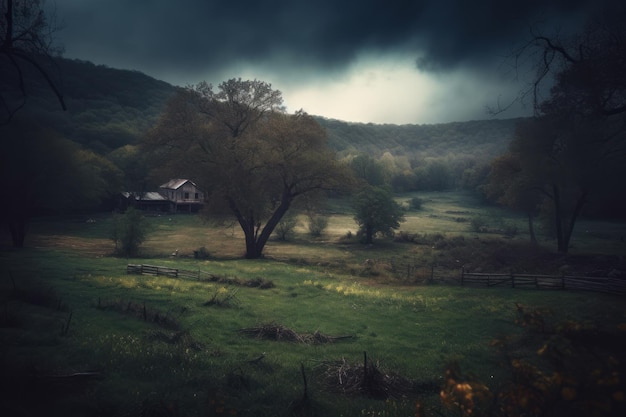 Paysage de campagne pittoresque sombre