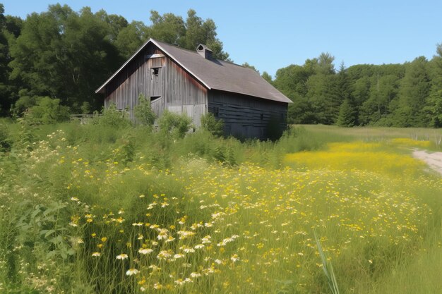 Paysage de campagne avec structure