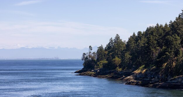 Paysage canadien par la saison estivale de l'océan et des montagnes