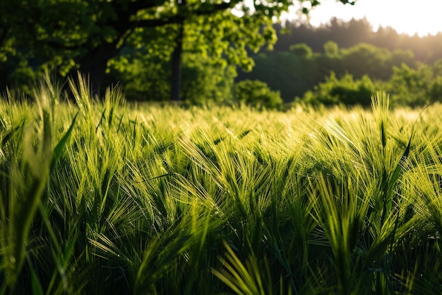 Paysage de champ d'herbe verte