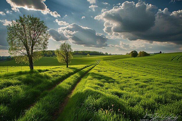 Paysage d'un champ vert