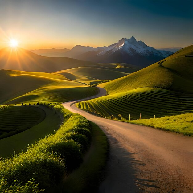 Photo paysage de colline de montagne généré par ai