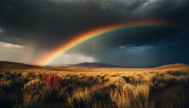 Le paysage coloré met en valeur la beauté majestueuse de la nature sur un horizon rural généré par l'intelligence artificielle