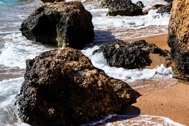 Paysage côtier Vague de mer et sable