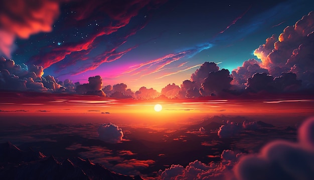 Paysage de coucher de soleil fantastique