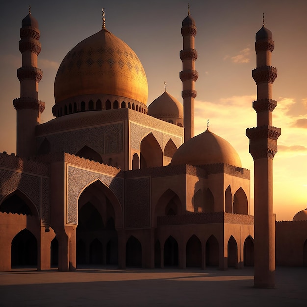 Paysage de coucher de soleil de la vieille mosquée