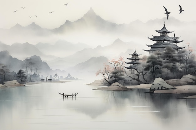 Un paysage créé dans le style japonais