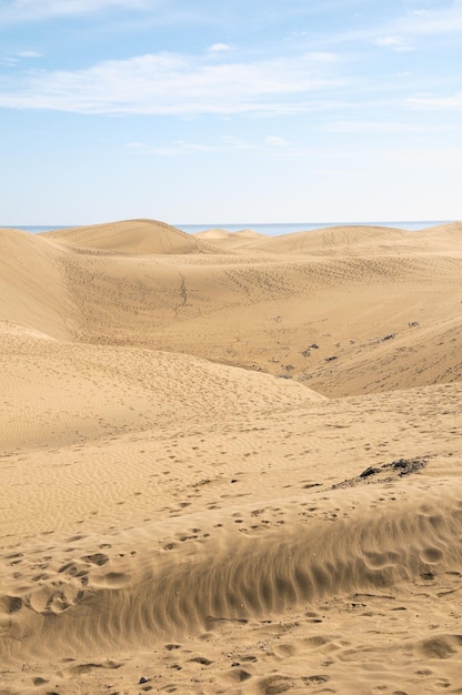 Paysage de désert de dunes de sable européen africain dans l'île de Gran Canaria Espagne