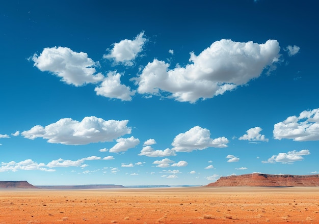Paysage désertique avec un ciel bleu et des nuages