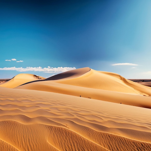 Paysage désertique à perte de vue Sable doré recouvert d'un ciel bleu éblouissant
