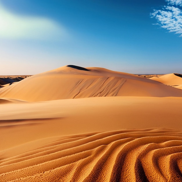 Paysage désertique à perte de vue Sable doré recouvert d'un ciel bleu éblouissant