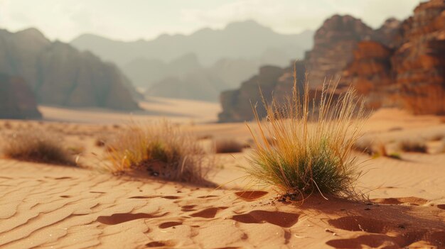 Photo un paysage désertique avec de petites plantes