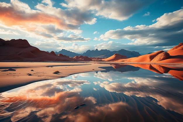 Paysage désertique spectaculaire avec des dunes imposantes IA générative