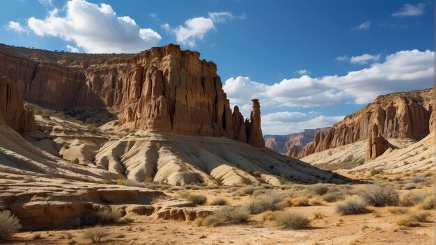 Photo paysage du canyon avec une route de terre sinueuse