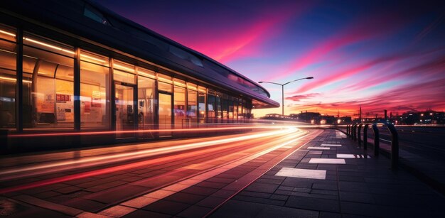 Le paysage du coucher de soleil, la lumière et l'ombre devant un magasin 4S