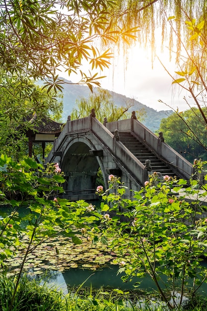 Paysage du jardin chinois du lac de l'Ouest de Hangzhou