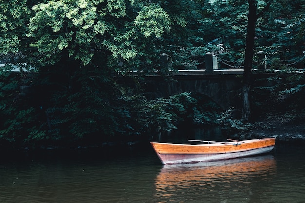 Paysage du lac avec bateau