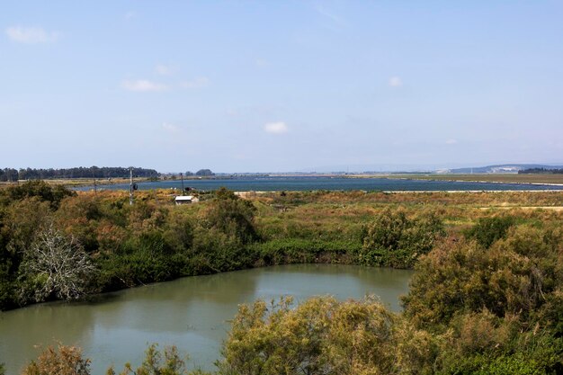 Paysage du lac sur fond de ciel