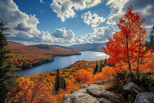 Paysage du lac des nuages entouré