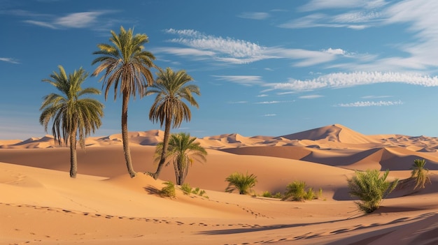 Un paysage avec des dunes de sable et une flore désertique