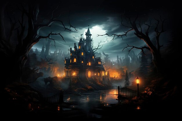 Le paysage effrayant de la nuit d'Halloween