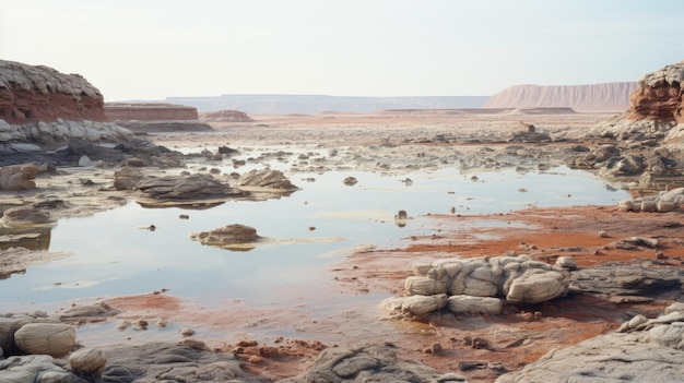 Paysage énigmatique de la planète extraterrestre de l'eau