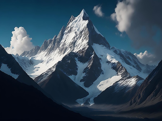 Un paysage enneigé et des montagnes en arrière-plan