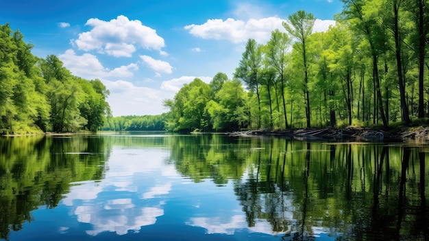 Le paysage de l'étang de l'île de Lake Spring