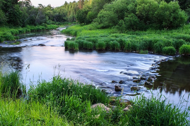 Photo paysage d'été du soir