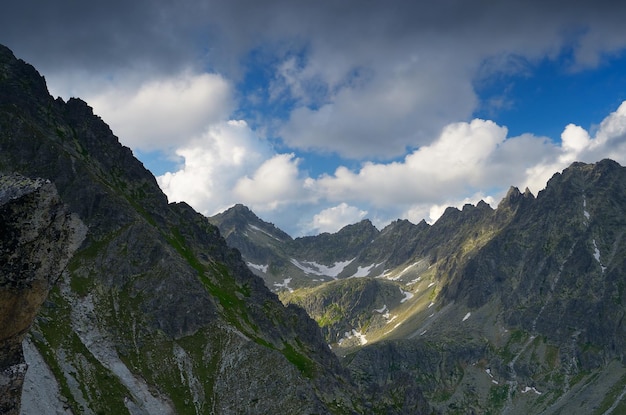 Paysage d'été avec des sommets de montagne