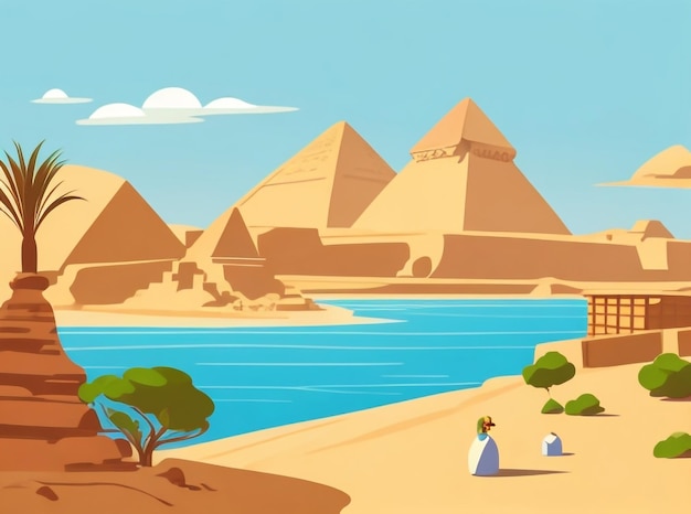 Le paysage étonnant d'Assouan sur le chemin des Grandes Pyramides
