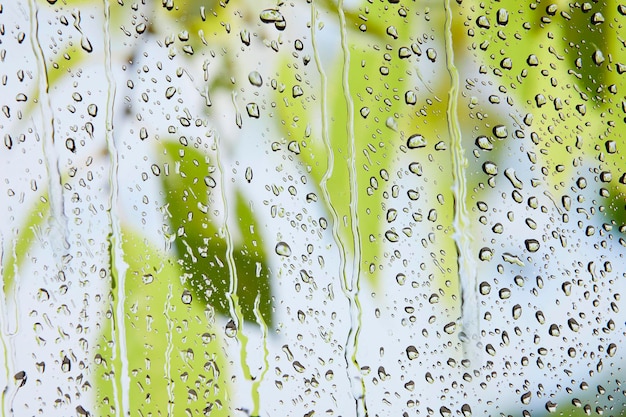 Le paysage à l'extérieur de la fenêtre un jour de pluie