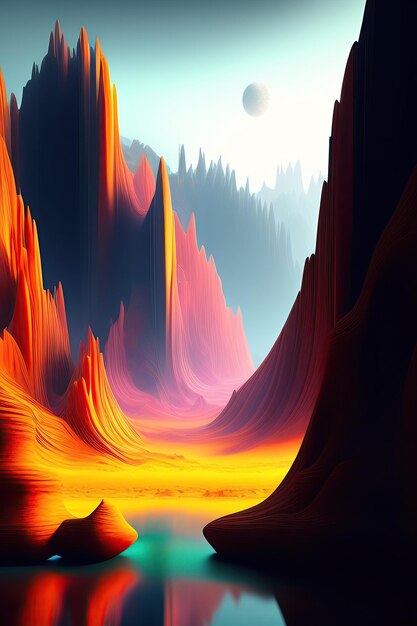 Paysage fantastique abstrait 3D