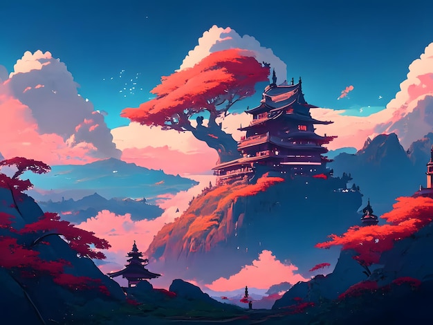 paysage fantastique animé