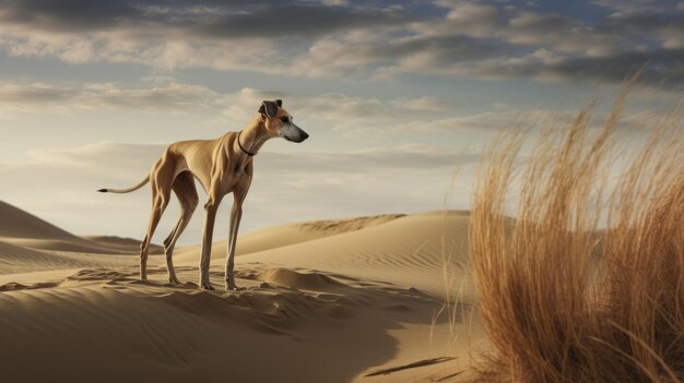 Paysage fantastique exotique Chien dans le sable