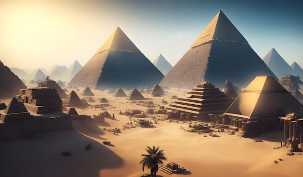 Paysage fantastique des pyramides de l'Égypte ancienne Generative AI