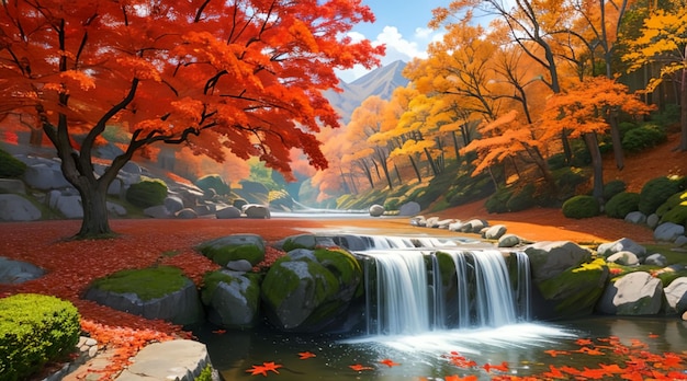 Paysage de feuilles d'érable rouge au Japon