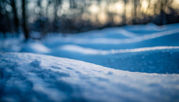 paysage avec des flocons de neige ondulés sous un ciel bleu serein évoquant la tranquillité et la beauté saisonnière
