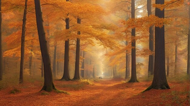 Photo paysage forestier d'automne