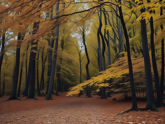 Paysage forestier enchanteur en automne génération Ai