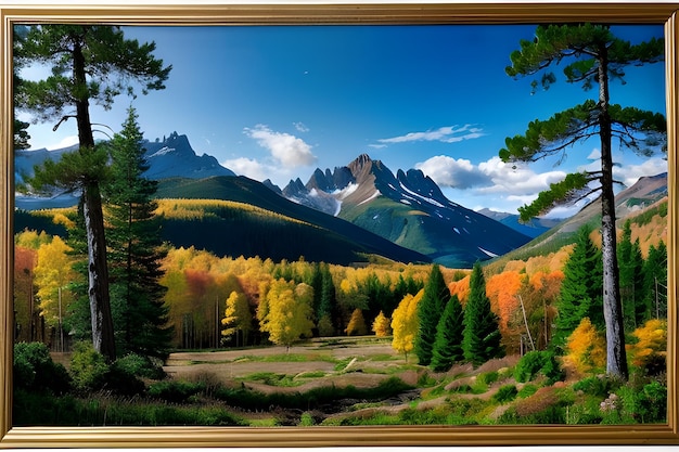 Photo paysage forestier avec des montagnes et des arbres