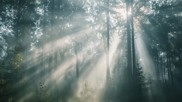 Paysage forestier serein avec de grands arbres majestueux