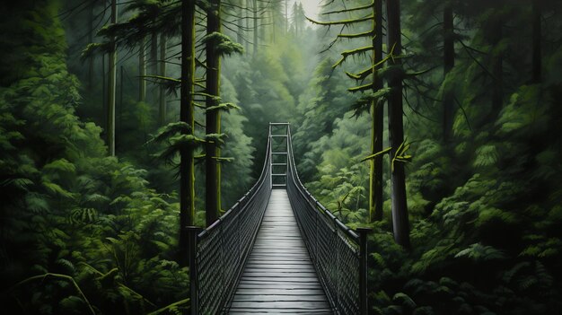 Un paysage forestier serein avec un pont pittoresque