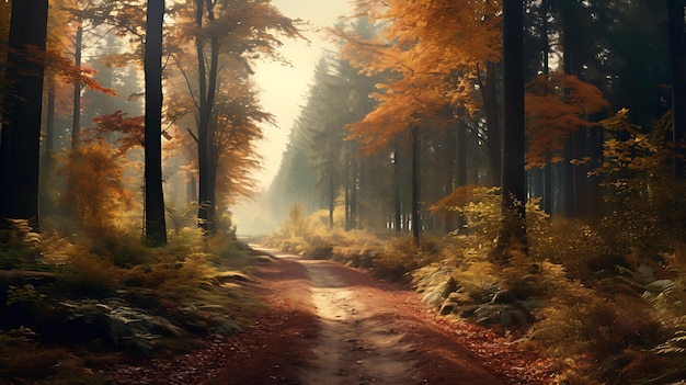 Paysage de forêt d'automne